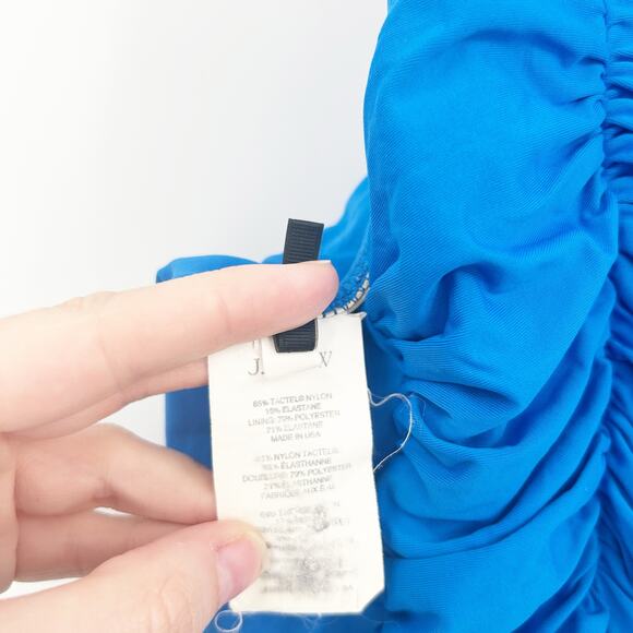 J Crew Womens Beach Tropical Summer Ruched Halter One Piece Swimsuit Size 2 Blue - Picture 5 of 9